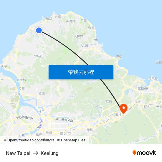 New Taipei to Keelung map
