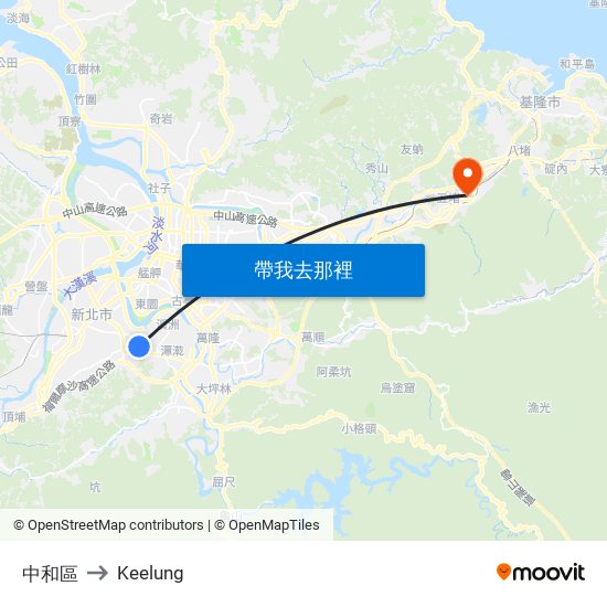 中和區 to Keelung map