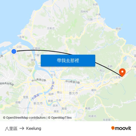 八里區 to Keelung map