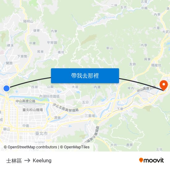 士林區 to Keelung map
