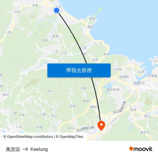 萬里區 to Keelung map