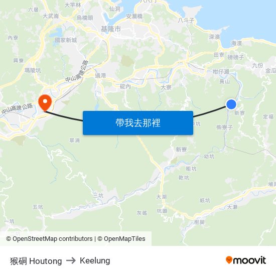 猴硐 Houtong to Keelung map