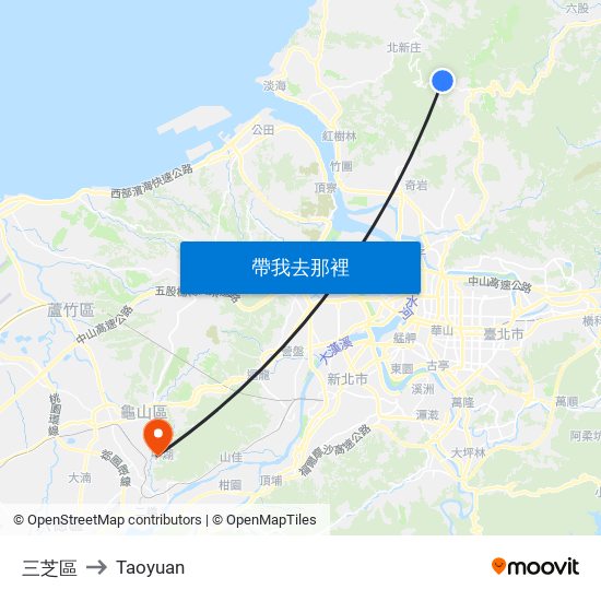 三芝區 to Taoyuan map