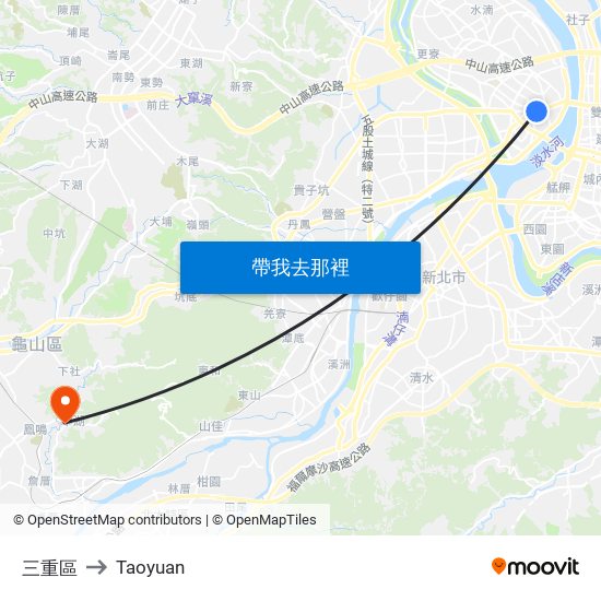三重區 to Taoyuan map