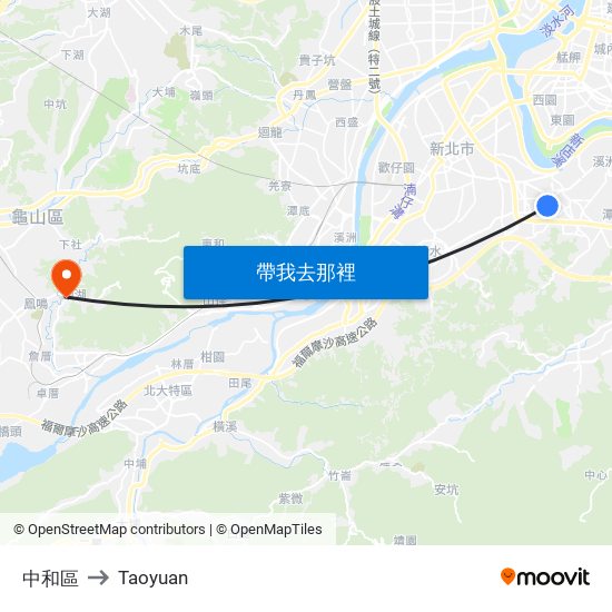 中和區 to Taoyuan map