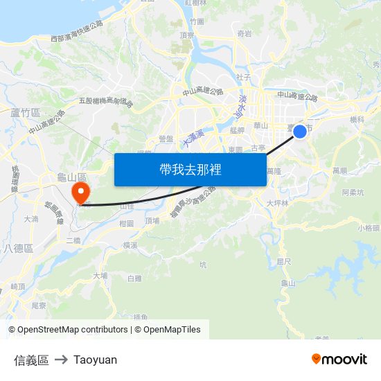 信義區 to Taoyuan map