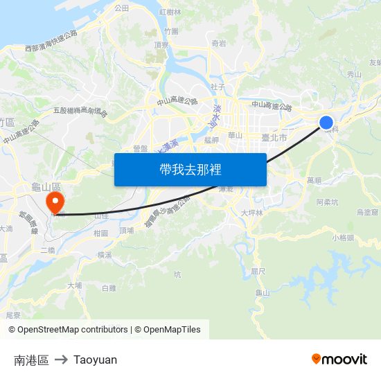 南港區 to Taoyuan map