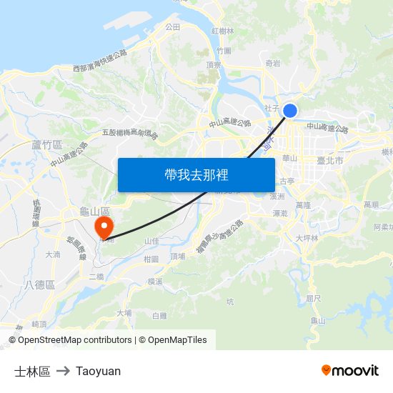 士林區 to Taoyuan map