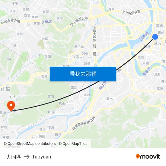 大同區 to Taoyuan map