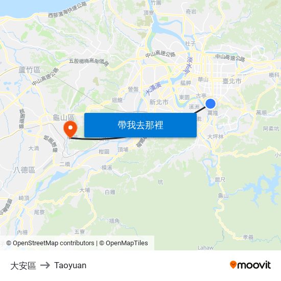大安區 to Taoyuan map
