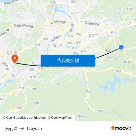 石碇區 to Taoyuan map