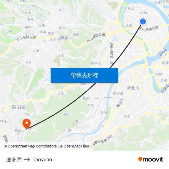 蘆洲區 to Taoyuan map