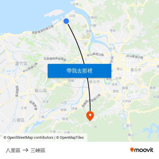 八里區 to 三峽區 map