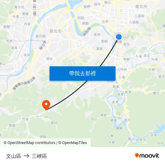 文山區 to 三峽區 map