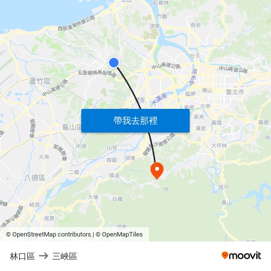 林口區 to 三峽區 map