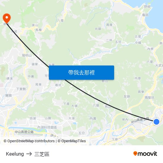 Keelung to 三芝區 map