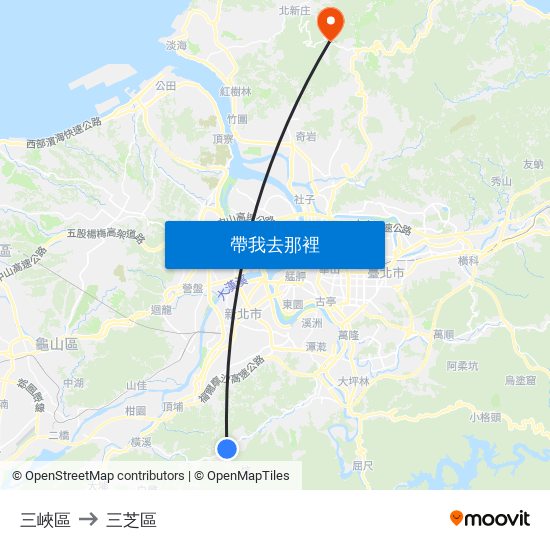 三峽區 to 三芝區 map