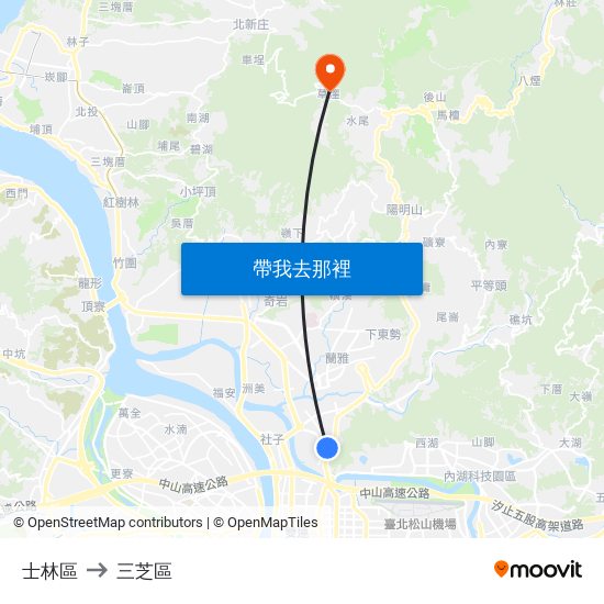 士林區 to 三芝區 map