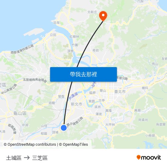 土城區 to 三芝區 map