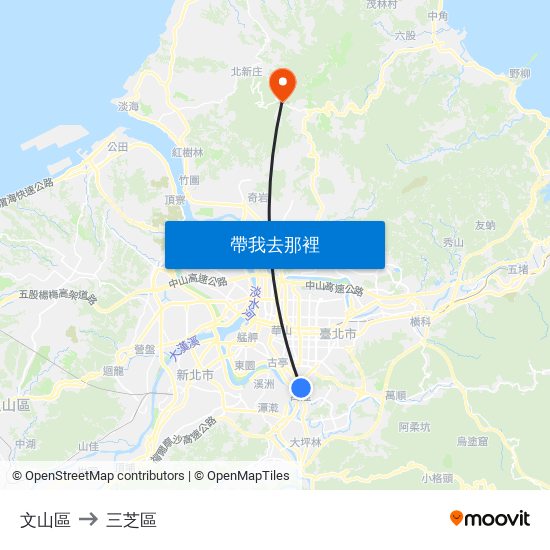 文山區 to 三芝區 map