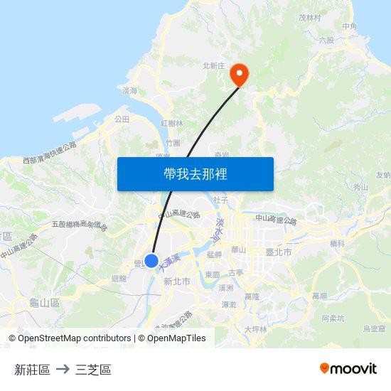 新莊區 to 三芝區 map