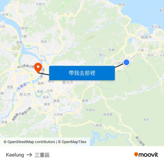 Keelung to 三重區 map
