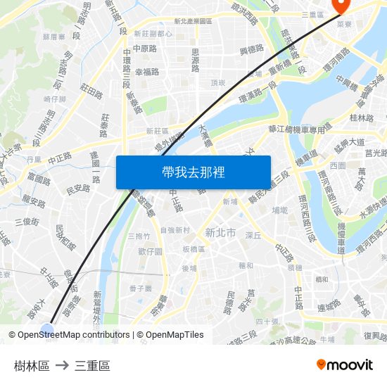 樹林區 to 三重區 map