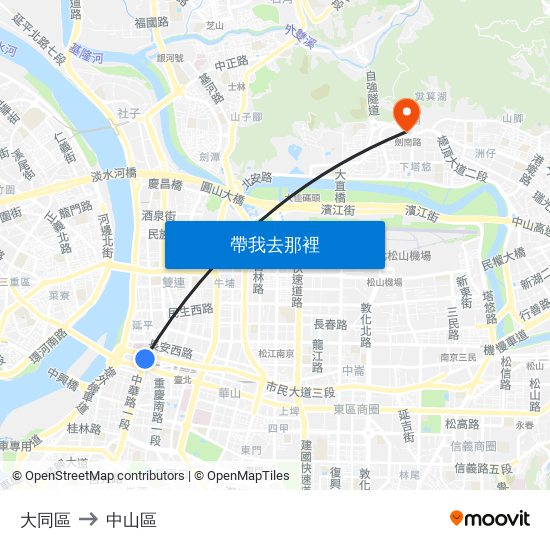 大同區 to 中山區 map