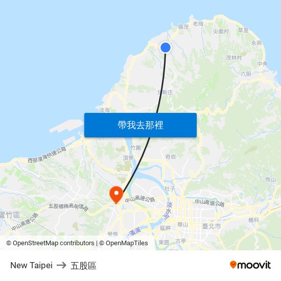 New Taipei to 五股區 map
