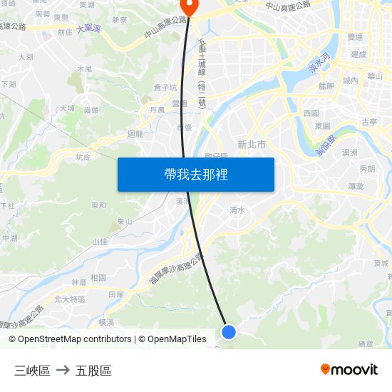 三峽區 to 五股區 map