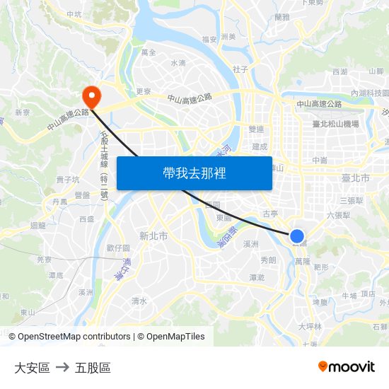 大安區 to 五股區 map