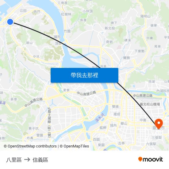 八里區 to 信義區 map