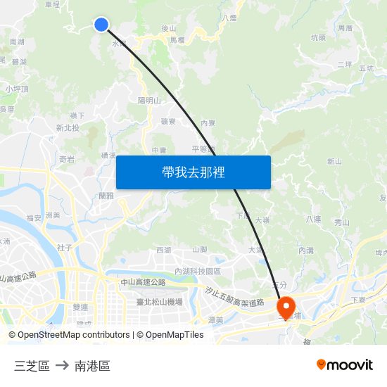 三芝區 to 南港區 map