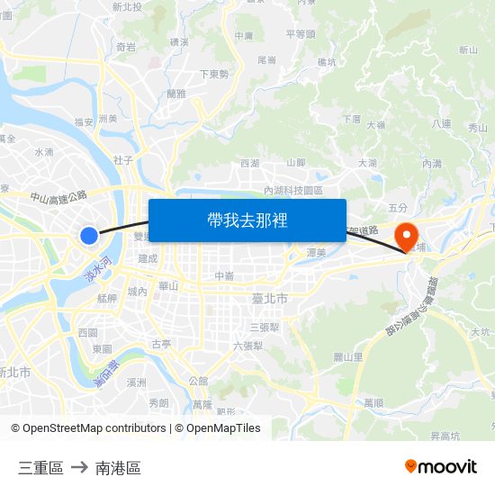 三重區 to 南港區 map