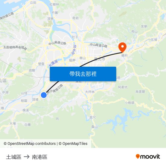 土城區 to 南港區 map