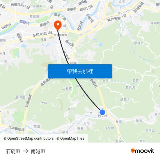 石碇區 to 南港區 map