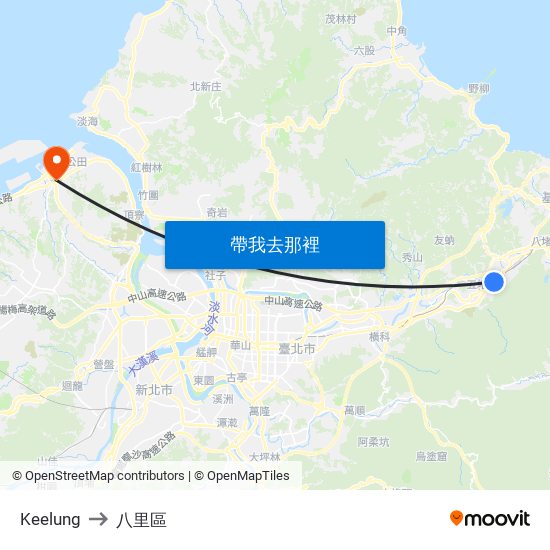 Keelung to 八里區 map