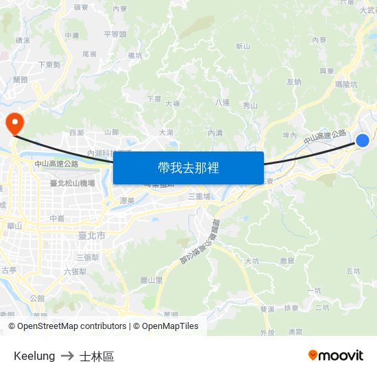 Keelung to 士林區 map