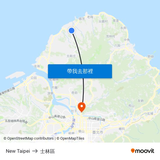 New Taipei to 士林區 map