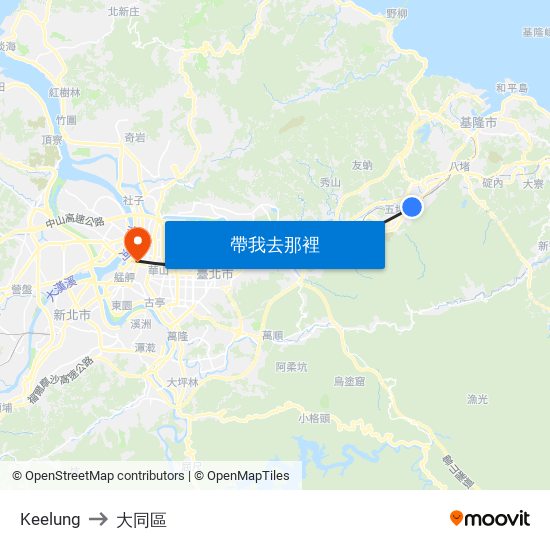 Keelung to 大同區 map