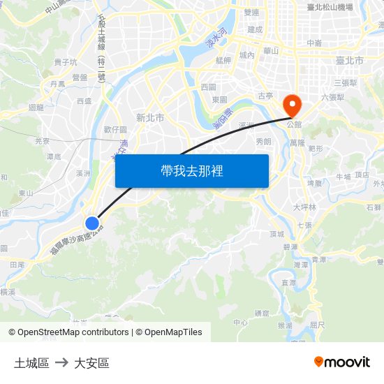 土城區 to 大安區 map