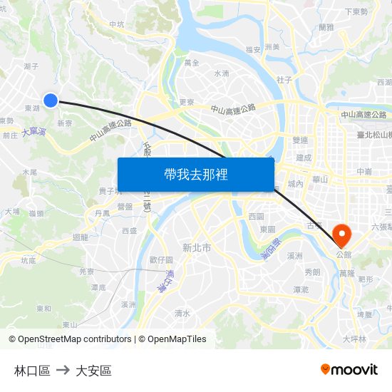 林口區 to 大安區 map