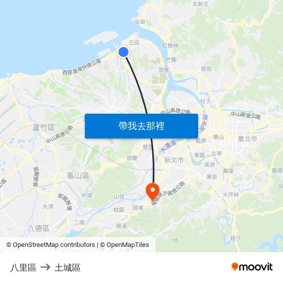 八里區 to 土城區 map