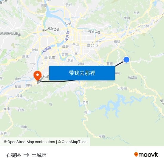 石碇區 to 土城區 map