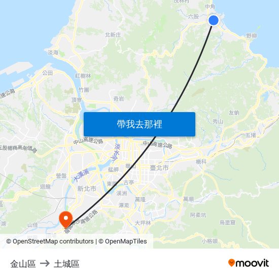 金山區 to 土城區 map