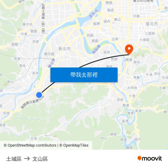 土城區 to 文山區 map