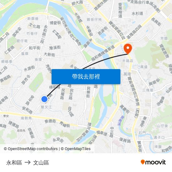 永和區 to 文山區 map