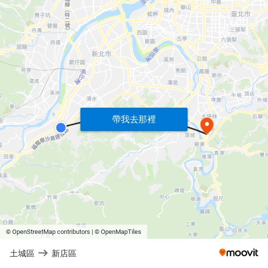 土城區 to 新店區 map