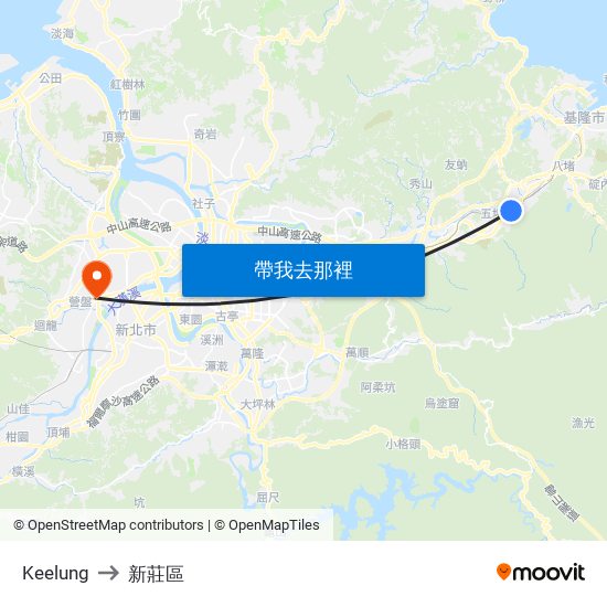 Keelung to 新莊區 map