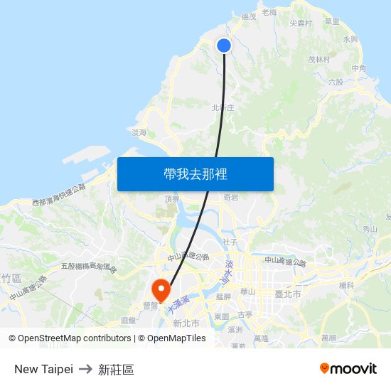 New Taipei to 新莊區 map